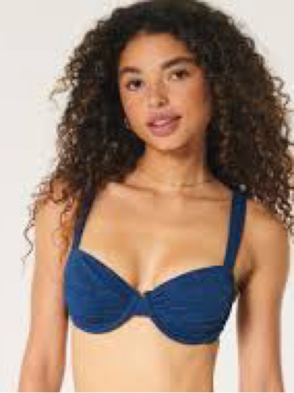 Blue Underwire Bikini Top and V-Front Bottom - Women Swim